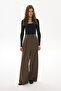 Class Rubber Detailed Palazzo Dark Khaki Trousers - 3