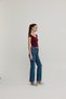 Women's Burgundy Heart Collar Short Sleeve T-Shirt - 4