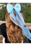 Women - Girls Long Tulle Bow Buckle Blue Color Automatic Latch