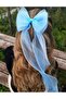 Women - Girls Long Tulle Bow Buckle Blue Color Automatic Latch - 2