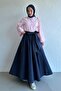 Linda Belted Navy Blue Skirt - 5