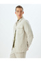 Linen Blended Shirt Jacket with Buttoned Flap Pocket Detail - 3