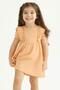 Crew Neck Short Sleeve Collar Frilly Waist Glacier Mustard Color Girl's Dress - 5