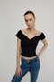 Women's Black Heart Neck Short Sleeve T-Shirt - 3