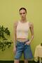 Women's Beige Zero Sleeve Crop Blouse
