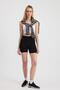 Black Corded Fabric Short Tights 2190m