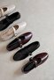 Jun Women's Wrinkled Leather Ballerinas Claret Red - 3