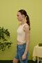 Women's Beige Zero Sleeve Crop Blouse - 4