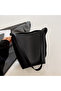 Black Snap Bucket Faux Leather Women's Hand and Shoulder Bag - 7