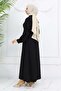 Buttoned Tie Dress Black 2242 - 5