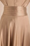 Satin Skirt with Pleated Detail at the Waist - 3