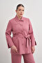 Belted Front Buttoned Woven Cap