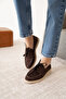 Brown Suede Women's Flat Lace-Up Loafer Shoes Md1065-113-0001 - 3