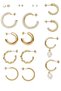 Set of 9 Faux Pearl Beaded Ball and Hoop Earrings - 2