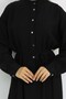 Buttoned Tie Dress Black 2242 - 3