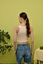 Women's Beige Zero Sleeve Crop Blouse - 5
