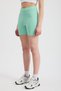 Water Green Corded Fabric Short Leggings 2190m - 4