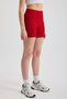 Red Corded Fabric Short Tights 2190m - 3