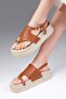 Lora Genuine Leather Tan Color Flip Flops Women's Sandals - 4