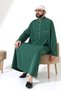 Men's Hajj and Umrah Clothing Hakim Collar Long Dubai Crepe Cellabiye Fistan - Green - 7