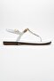 Marea White Genuine Leather Flip Flops Gold Buckle Women's Sandals - 5
