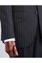 Italian Style Slim Fit Striped Jacket Pants Suit Black T11931 - 5