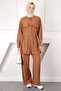 Brown Pocket Tunic Trousers Suit