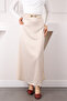 Beige Side Zipper Satin Flared Skirt