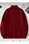 Half Zipper Unprinted Burgundy Sweatshirt - 2