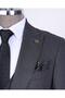 Italian style striped jacket vest pants suit black T10727 - 6