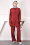 Burgundy Pocket Tunic Trousers Suit - 2