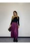Women's Thin Pleated Elastic Plum Long Skirt
