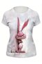 Fun Cartoon Style Rabbit Printed Design, Comfortable and Fashionable Style, Women's Fashion Top, - 2