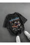 Car Printed Organic Batik Cotton Black Unisex T-Shirt