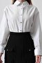 Pleated Contrast Shirt Dress - White - 3