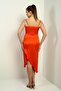 Women's Rope Strap Draped Lined Asymmetrical Midi Dress - 4