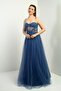 Women's Rope Strap Lined Chest Pleated Beading Embroidered Long Princess Dress - 3