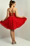 Women's Rope Strap Back Tie Front Window Lined Chiffon Short Flared Dress - 4
