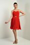 Women's Rope Strap Back Tie Front Window Lined Chiffon Short Flared Dress - 2