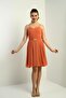 Women's Rope Strap Back Tie Front Window Lined Chiffon Short Flared Dress - 2