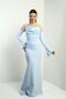 Women's Strapless False Sleeves Interlining Lined Crepe Long Evening Dress - 3