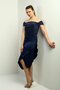 Women's Madonna Collar Draped Asymmetrical Satin Short Dress