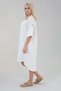 Muslin Robe Windowed Cotton Natural Fabric Long Tunnel Sleeve Dress - White - 3