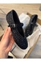 Black Satin Stone Women's Ballerinas