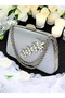 Special Design Gray Color Satin Chain Handle Silver Crystal Stone Handle Women's Evening Dress Bag