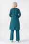 Stone Detail Hijab Pantsuit - Green - 5