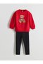 Red Bear Teddy Print Girls' Sweatshirt and Leggings 2-Piece