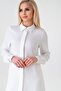 Long Tunic Linen Look with Hidden Placket - Ecru - 6