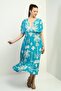 Women's Front Back V Neck Bat Sleeve Palm Pocket Ruffle Dress - 3