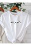 Milano Letter Printed T-Shirt, Casual Crew Neck Short Sleeve Top for Spring and Summer, Women's Clothing
